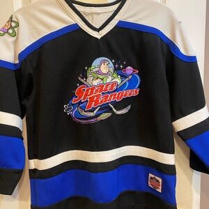 Vintage Disney WDW Buzz Lightyear Hockey Jersey in Blue, Black & Red